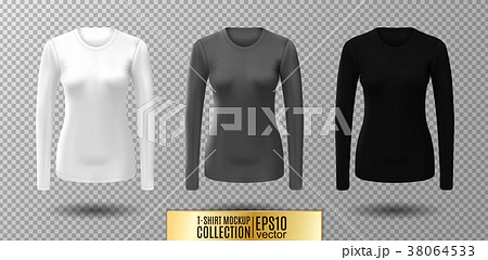 Long sleeve blank shirt. Vector white, gray and 38064533