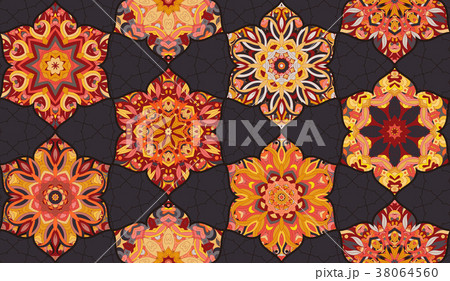 Seamless pattern morrocan vitrage ornament. Floral Seamless pattern morrocan vitrage ornament. Floral 38064560