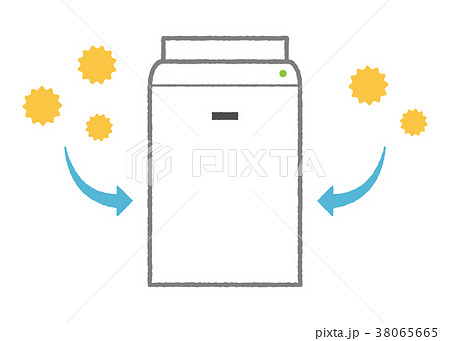 空気清浄機と吸い込まれる花粉のイラスト素材