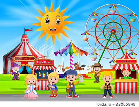 People having fun in amusement park 38065949