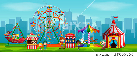 People worker and Children having fun in carnival  38065950