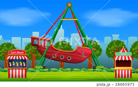 Amusement park scene at daytime 38065975
