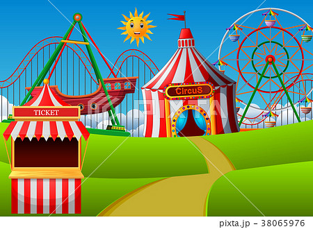 Amusement park scene at daytime 38065976