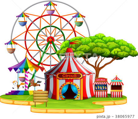 Amusement park scene at daytime 38065977