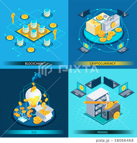 Blockchain Cryptocurrency Isometric Design Concept Blockchain Cryptocurrency Isometric Design Concept 38066468