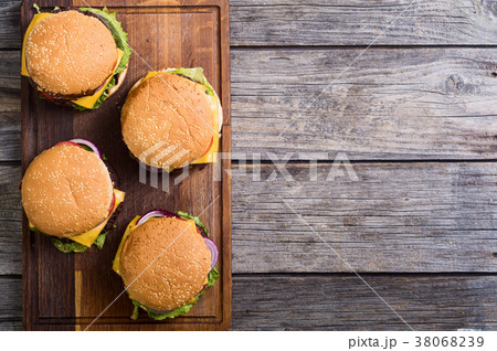 Unhealthy American hamburger 38068239