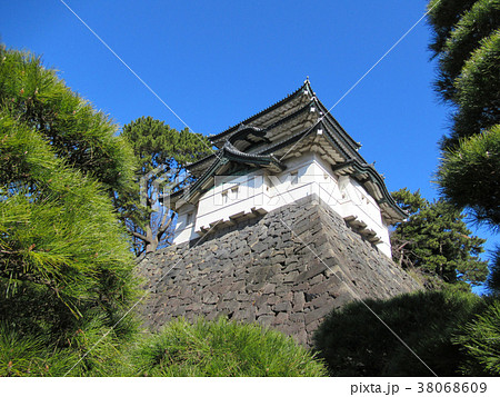 日本の城 石落とし 江戸城富士見櫓 現皇居 の写真素材