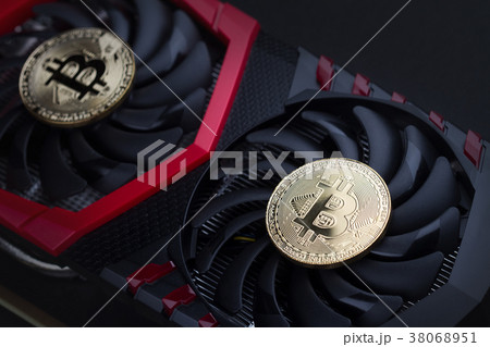 cryptocurrency mining concept with golden bitcoin 38068951