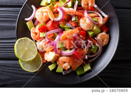 Seviche from marinated shrimp with avocado Seviche from marinated shrimp with avocado 38070809
