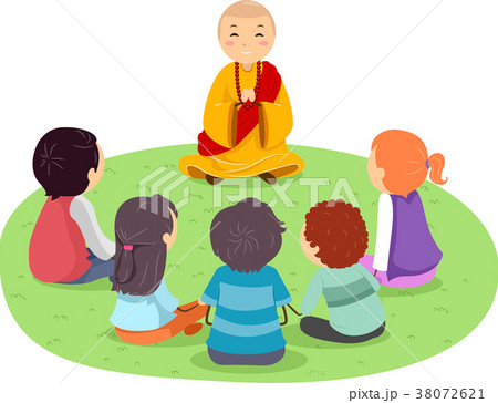 Stickman Teens Monk Outdoors Illustration 38072621