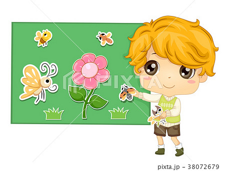 Kid Boy Storytelling Flannel Board Insects 38072679