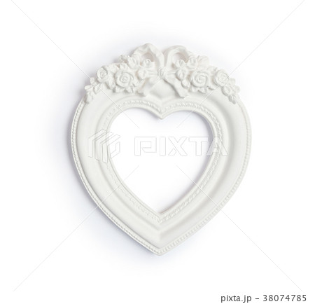 vintage classical white frame in form of heart on 38074785