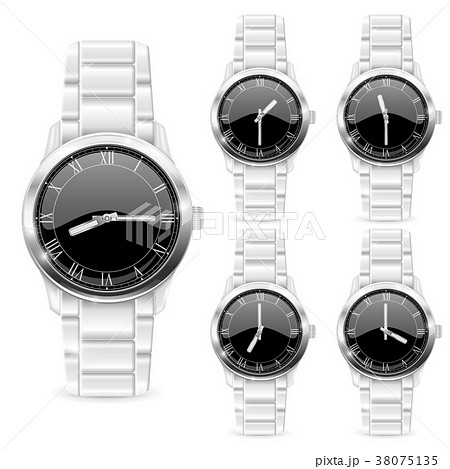 Men wrist watch with metal bracelet. Black Men wrist watch with metal bracelet. Black 38075135
