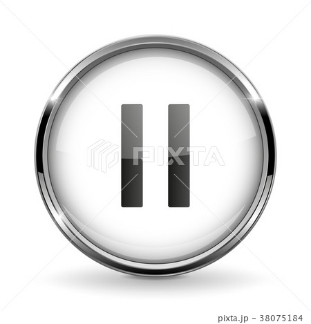 Round 3d button with metal frame. Pause icon 38075184