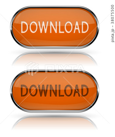 Download buttons with metal frame. Orange oval Download buttons with metal frame. Orange oval 38075500