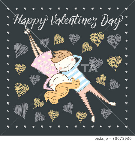 Vector couple celebrating Valentine Day Vector couple celebrating Valentine Day 38075936