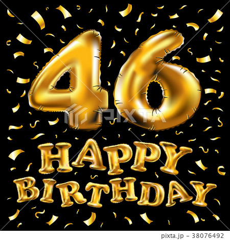 leef ermee Storing beddengoed 46 years golden, confetti, balloon birthday happy - Stock Illustration  [38076492] - PIXTA