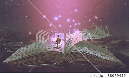 boy standing on the magic book 38079456