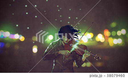man playing magic violin 38079460
