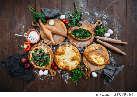 Traditional Georgian adjara khachapuri and Kolkh 38079764