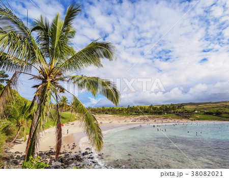 Landscape of Anakena on Easter Island, Chile 38082021