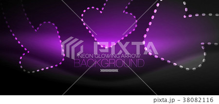 Neon techno arrow, digital abstract background 38082116