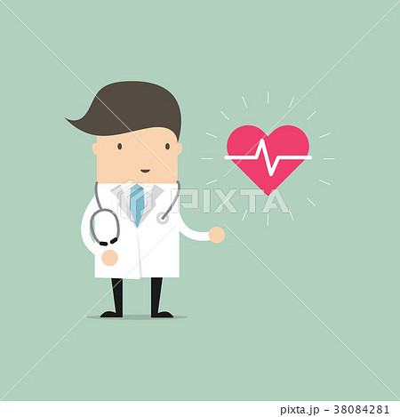 Doctor standing with sign of heartbeat. 38084281