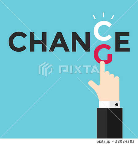 Change and chance. Hand changing letters C and G. 38084383