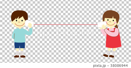 子供 糸電話のイラスト素材
