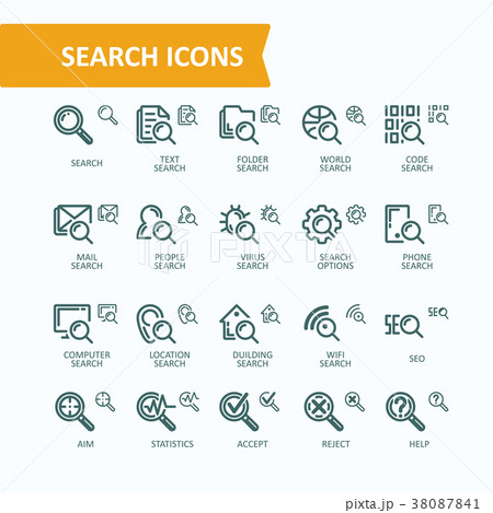 Set of illustrations fine line icons of analysis 38087841
