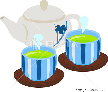 急須と湯呑みに入った緑茶 急須と湯呑みに入った緑茶 38089875