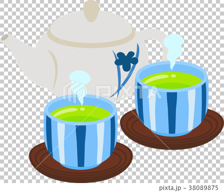 急須と湯呑みに入った緑茶 急須と湯呑みに入った緑茶 38089875