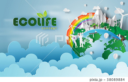 Paper art of eco life friendly concept Paper art of eco life friendly concept 38089884