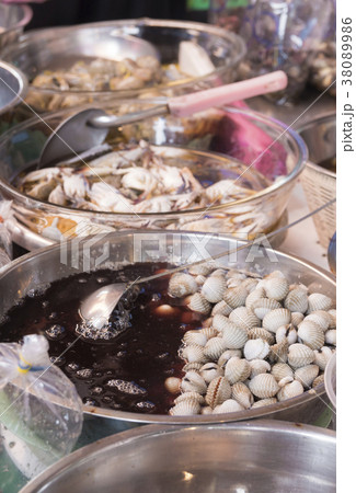 Pickled cockle in stainless bowl - thai food Pickled cockle in stainless bowl - thai food 38089986
