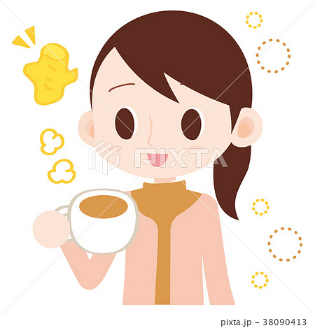 生姜紅茶を飲む女性 温活 冷え対策のイラスト素材