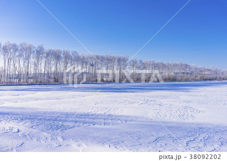 厳冬期の十勝地方の雪景色 厳冬期の十勝地方の雪景色 38092202