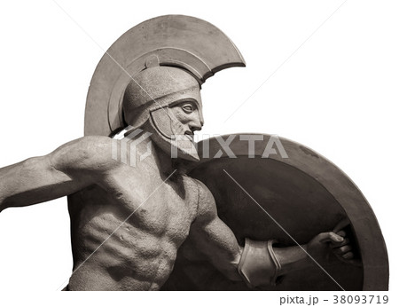 Head in helmet Greek ancient sculpture of warrior Head in helmet Greek ancient sculpture of warrior 38093719