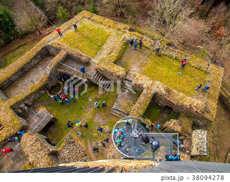 Aerial view of Orlik nad Humpolcem castle ruin 38094278