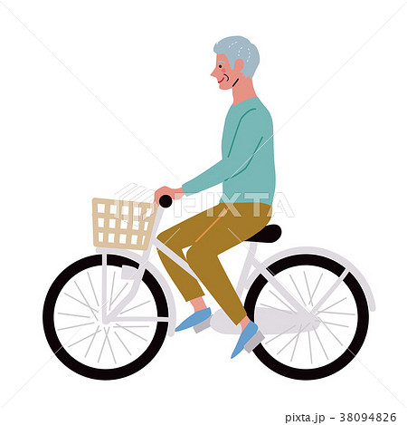 自転車に乗るシニア 男性 イラストのイラスト素材 38094826 Pixta