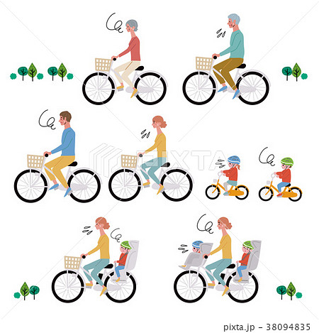 自転車　イラスト　セット 38094835
