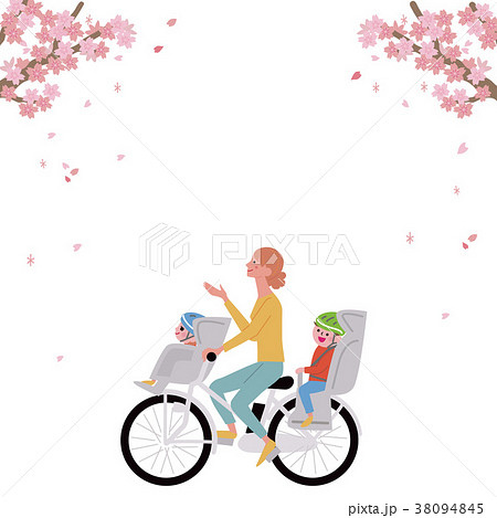 春　自転車　イラスト 38094845