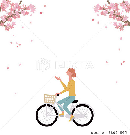 春 自転車 イラストのイラスト素材