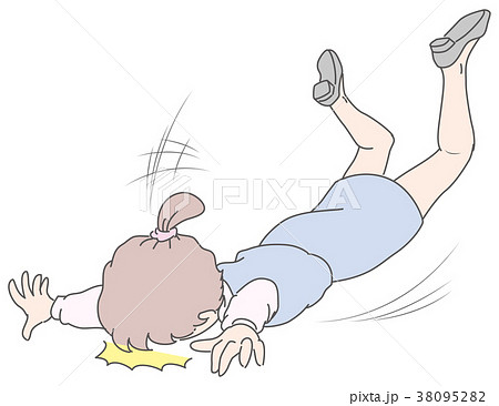 転けた女性のイラスト素材