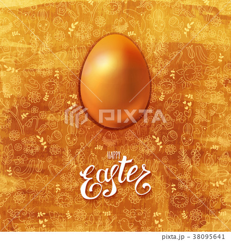 Golden Easter egg with doodles Golden Easter egg with doodles 38095641