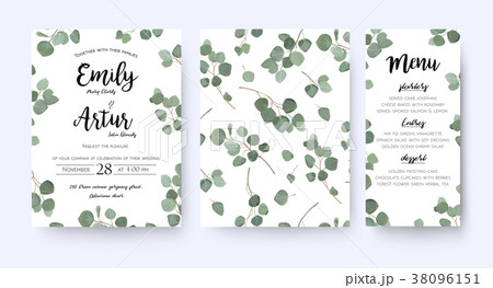 Wedding floral invite menu card vector design 38096151