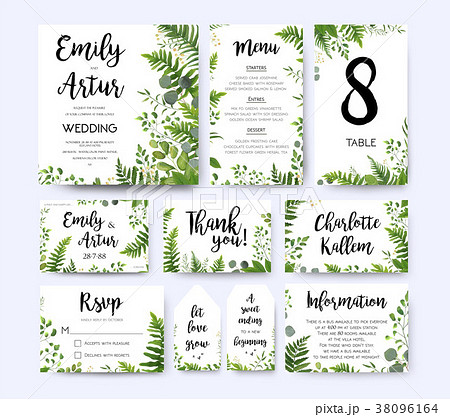 Wedding invite, menu rsvp thank you card design 38096164