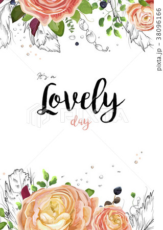 Vector floral watercolor card design with flowers Vector floral watercolor card design with flowers 38096166