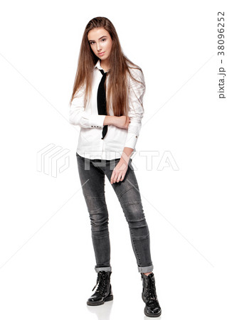 model in white shirt and tie model in white shirt and tie 38096252