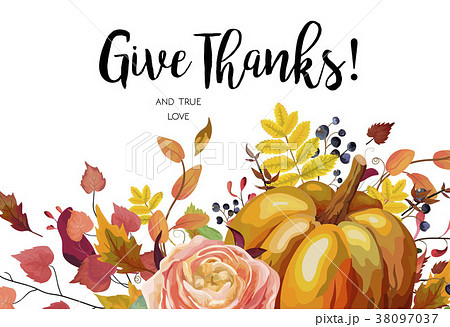 Happy Thanksgiving Vector floral card design 38097037
