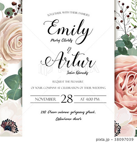 Floral Wedding elegant invite card vector Design 38097039